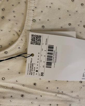 Jeans wide leg strass MANGO bianco