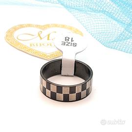 Anello acciaio uomo fascia fascetta Nero Misura 18