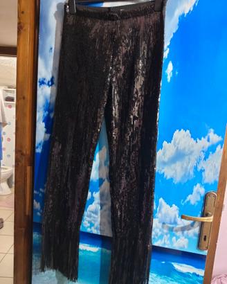 Pantalone in paillettes nero