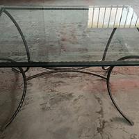 Tavolo in vetro e ferro battuto