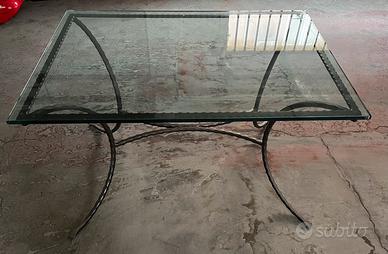Tavolo in vetro e ferro battuto