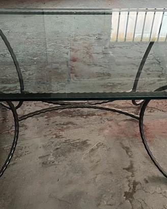 Tavolo in vetro e ferro battuto