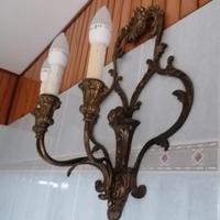 Lampada a muro vintage in ottone bronzato 