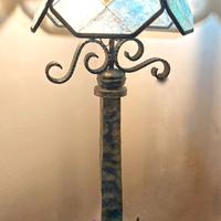 Piantana Lampada Brutalista in Ferro Battuto