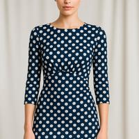 abito Zara pois bianco blu tubino taglia XS chic