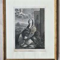 Antica Stampa di Santa Caterina in Cornice Dorata