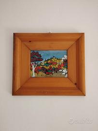 quadro arte naif - G. Kubic - Paesaggio collinare