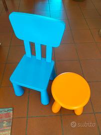 sedia e sgabello per bambino