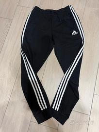 Adidas Pantaloni Tuta Neri 3 Strisce Bianche Tg M