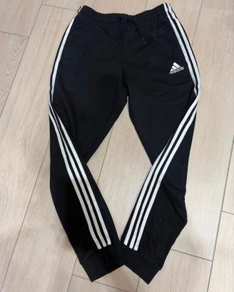 Adidas Pantaloni Tuta Neri 3 Strisce Bianche Tg M