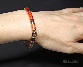 Bracciale argento e cuoio