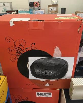 Radiosveglia CD Player nera con radio e sveglia