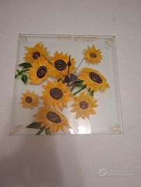 Orologio da parete girasoli su vetro