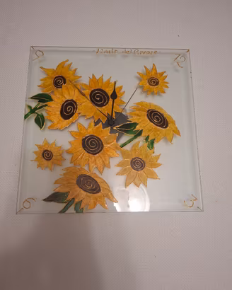 Orologio da parete girasoli su vetro
