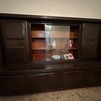 Credenza - media vintage in legno con vetrina