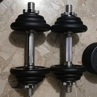 kit 18kg coppia manubri pesi dischi ghisa palestra