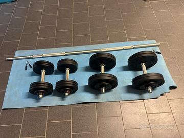 Manubri + bilanciere +pesi