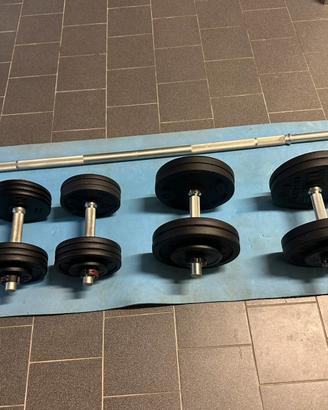 Manubri + bilanciere +pesi