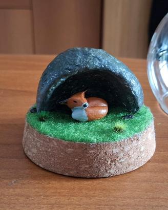 Diorama: Volpe con grotta (Fatto a mano)