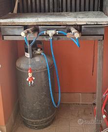 Barbecue/Griglia a Gas con Bombola e Due Pietre Ol