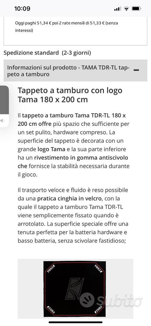 Tappeto Tama per batteria elettronica - Strumenti Musicali In vendita a  Bergamo