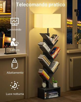 Libreria a Forma di Albero in Legno con Luce