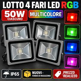 4 Fari Led RGB 50W  Multicolore IP65