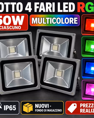 4 Fari Led RGB 50W  Multicolore IP65