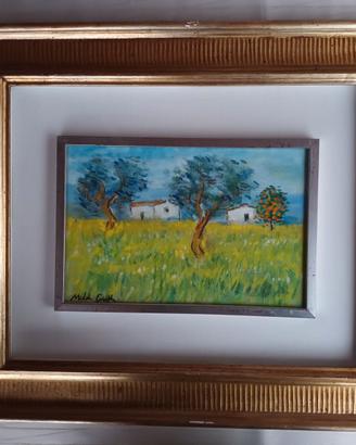 Dipinto Michele Cascella – Paesaggio con ulivi e c