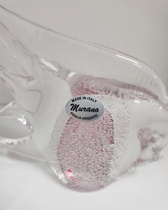 Pesce rosa in foglia d'argento vetro di Murano 