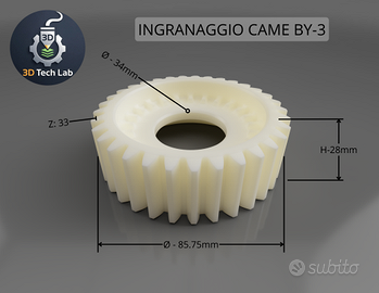 Ingranaggio CAME BY3 Nylon Compatibile Stampato 3D