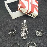 set 5 anelli stile gotico punk fantasy vintage