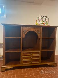 Mobile libreria legno classico con cassetti