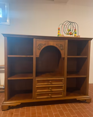Mobile libreria legno classico con cassetti