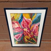 Dipinto olio su tela orchidea di Mara Azzarà 1987