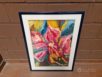 Dipinto olio su tela orchidea di Mara Azzarà 1987