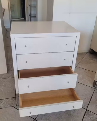 4 Cassettiere in Legno Massello con Rotelle