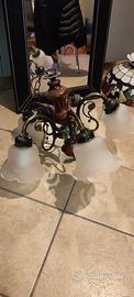 Lampadario arte povera in legno 