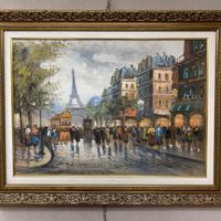 Quadro olio su tela Boulevard Parigino G.De Simone