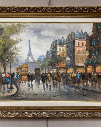 Quadro olio su tela Boulevard Parigino G.De Simone