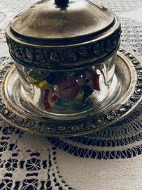 Bonbonnière vintage argento vetro Art Nouveau