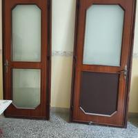 N.5 Porte battente inserti  vetro, maniglie ottone