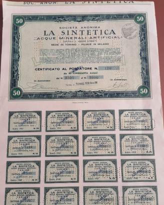 Azione LA SINTETICA 50 - Scripofilia