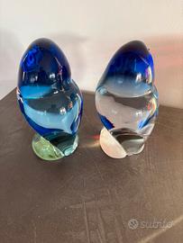 Coppia di uccelli in vetro di Murano