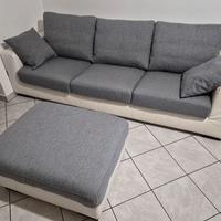 Divano Poltrone Sofà 3 posti e pouf contenitore 