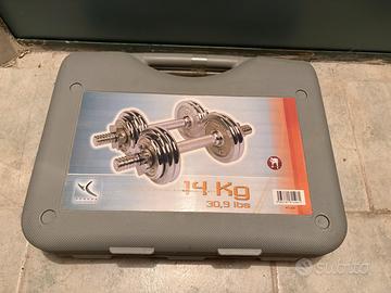 Kit manubri e bilancere palestra 14 kg