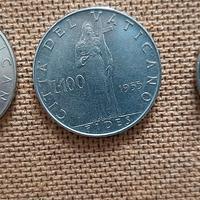 MONETE  N.3 VATICANO LIRE 100 1955-58-62