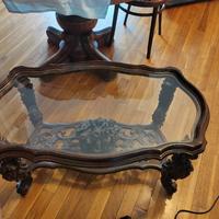 tavolino vintage legno e plexiglass