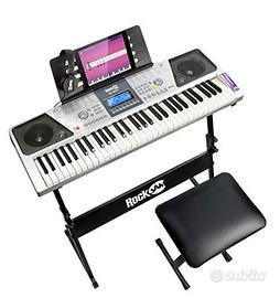 Pianola 61 tasti con supporto sgabello e cuffie