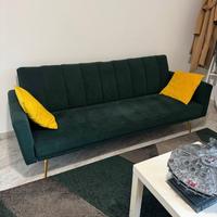 Divano letto verde scuro 3 posti-Centro Benevento